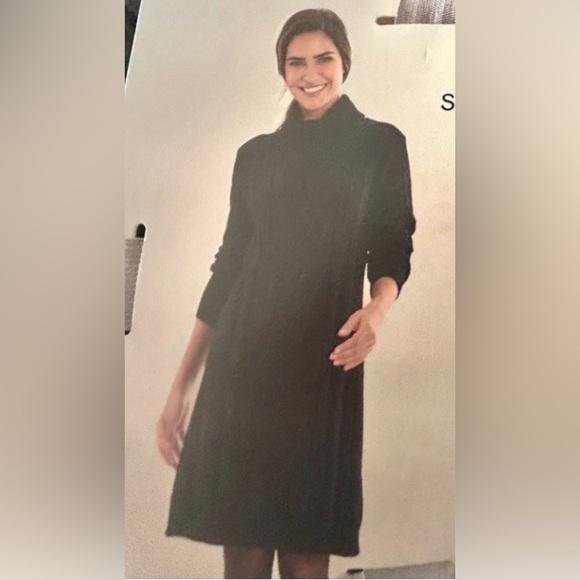 Serra Dresses & Skirts - Serra Cable-knit Turtleneck Sweater Dress M Black Classic Career Lagenlook